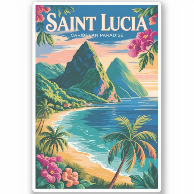 Pegatina Ilustración de los Pitones de Santa Lucía Arte de  (Anverso)