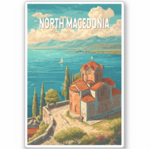 Pegatina Ilustración de Macedonia del Norte Arte de viaje v