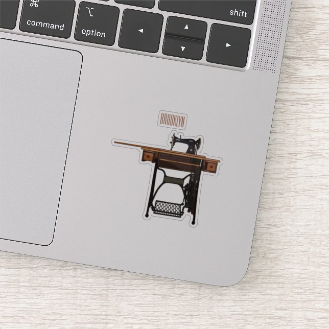 Pegatina Ilustracion de máquina de coser personalizado (Detalle)