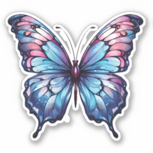 Pegatina Ilustracion de mariposa rosa y azul