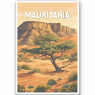 Pegatina Ilustración de Mauritania Arte de Viaje Vintage