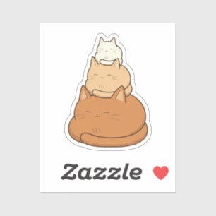 Pegatina Ilustración de montón de gatos dormidos kawaii