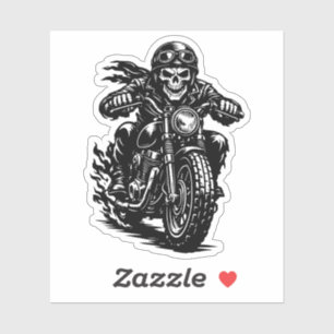 Pegatina Ilustración de motocicleta de esqueleto de ciclist