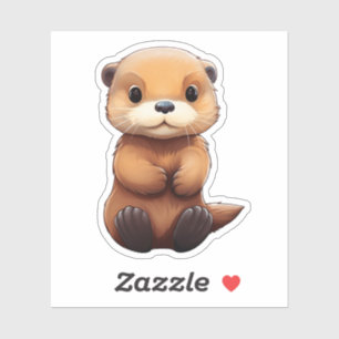 Pegatina ilustracion de nutria personalizado