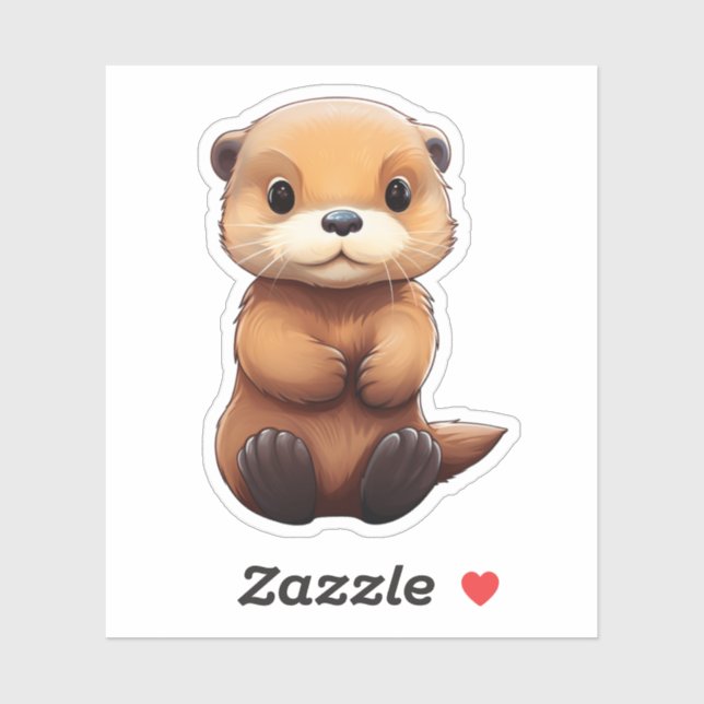 Pegatina ilustracion de nutria personalizado (Hoja)