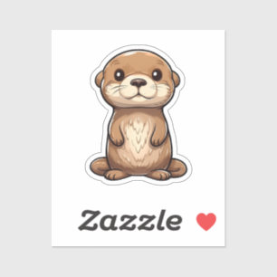 Pegatina ilustracion de nutria personalizado