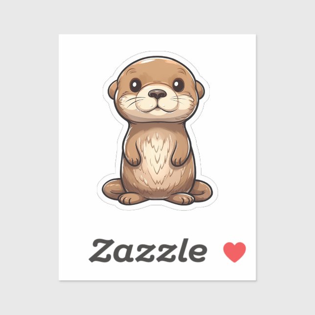 Pegatina ilustracion de nutria personalizado (Hoja)