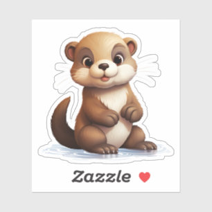 Pegatina ilustracion de nutria personalizado