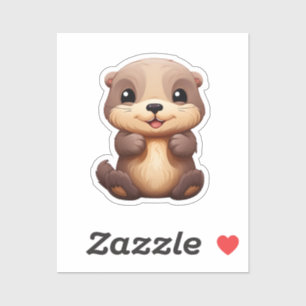Pegatina ilustracion de nutria personalizado