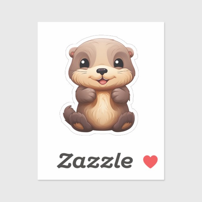 Pegatina ilustracion de nutria personalizado (Hoja)