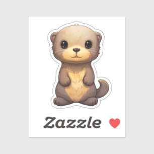 Pegatina ilustracion de nutria personalizado