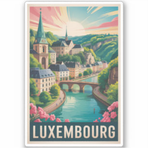 Pegatina Ilustración de paisaje de Luxemburgo Arte de viaje