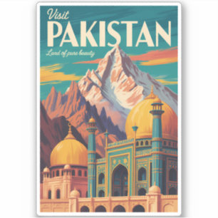 Pegatina Ilustración de paisaje de Pakistán Arte de viaje v