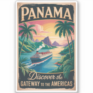 Pegatina Ilustración de paisaje de Panamá Arte de viaje vin