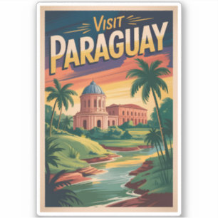Pegatina Ilustración de paisaje de Paraguay Arte de viaje v
