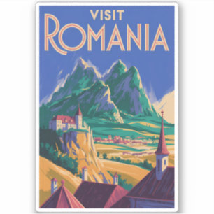 Pegatina Ilustración de paisaje de Rumania Arte de viaje vi