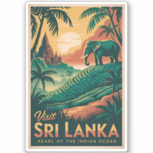 Pegatina Ilustración de paisaje de Sri Lanka Arte de viaje
