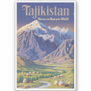 Pegatina Ilustración de paisaje de Tayikistán Arte de viaje