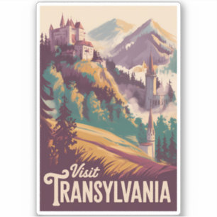 Pegatina Ilustración de paisaje de Transilvania Arte de via
