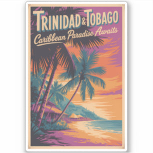Pegatina Ilustración de paisaje de Trinidad y Tobago Viajes
