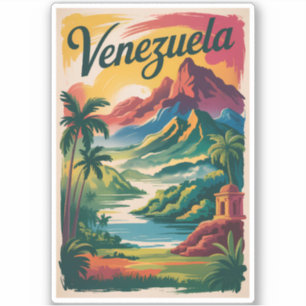 Pegatina Ilustración de paisaje de Venezuela Arte de viaje 