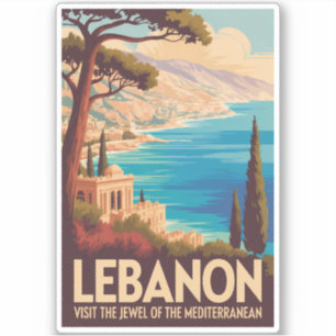 Pegatina Ilustración de paisaje del Líbano Arte de viaje vi