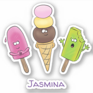 Pegatina Ilustracion de paletas y personalizados de helado