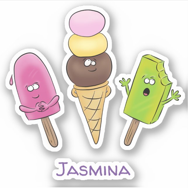 Pegatina Ilustracion de paletas y personalizados de helado (Anverso)