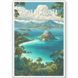 Pegatina Ilustración de Papua Nueva Guinea Arte de Viaje Vi