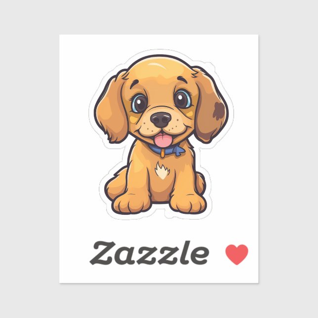 Pegatina Ilustracion de perro de dibujos animados (Hoja)