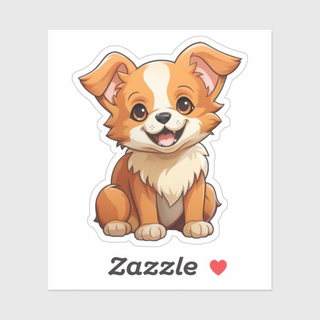 Pegatina Ilustracion de perro de dibujos animados (Hoja)