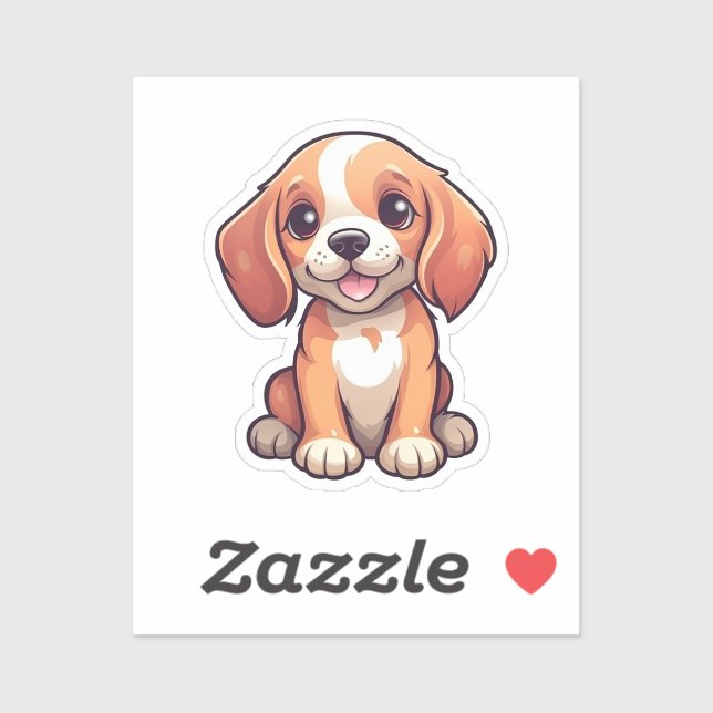 Pegatina Ilustracion de perro de dibujos animados (Hoja)