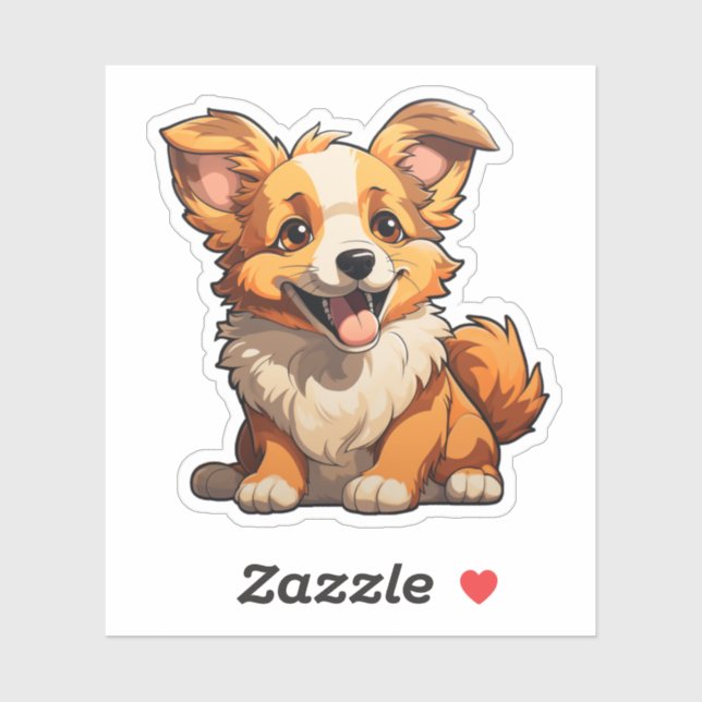 Pegatina Ilustracion de perro de dibujos animados (Hoja)