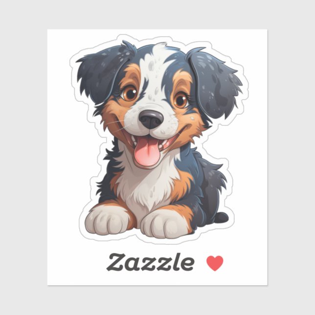 Pegatina Ilustracion de perro de dibujos animados (Hoja)