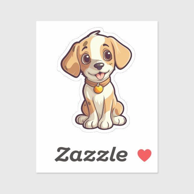 Pegatina Ilustracion de perro de dibujos animados (Hoja)
