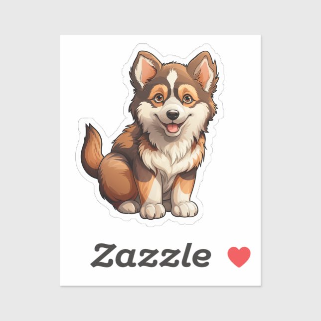 Pegatina Ilustracion de perro de dibujos animados (Hoja)