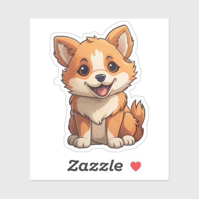 Pegatina Ilustracion de perro de dibujos animados (Hoja)