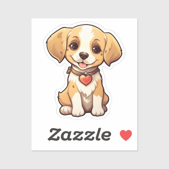 Pegatina Ilustracion de perro de dibujos animados (Hoja)