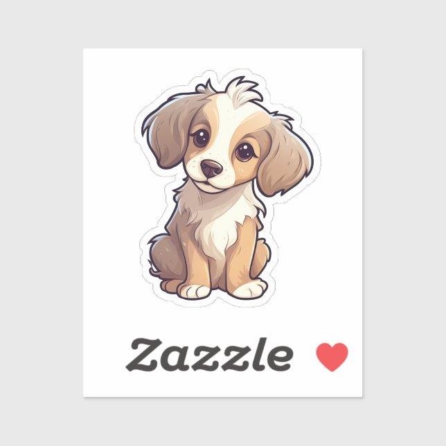 Pegatina Ilustracion de perro de dibujos animados (Hoja)