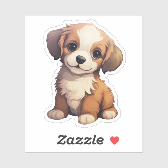 Pegatina Ilustracion de perro de dibujos animados (Hoja)