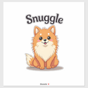 Pegatina Ilustración de perro lindo Pomerania Snuggle Vinta