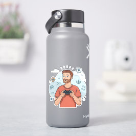 Pegatina Ilustración de personaje de jugador de dibujos ani