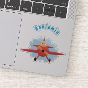 Pegatina Ilustracion de personalizado de avión rojo que vue