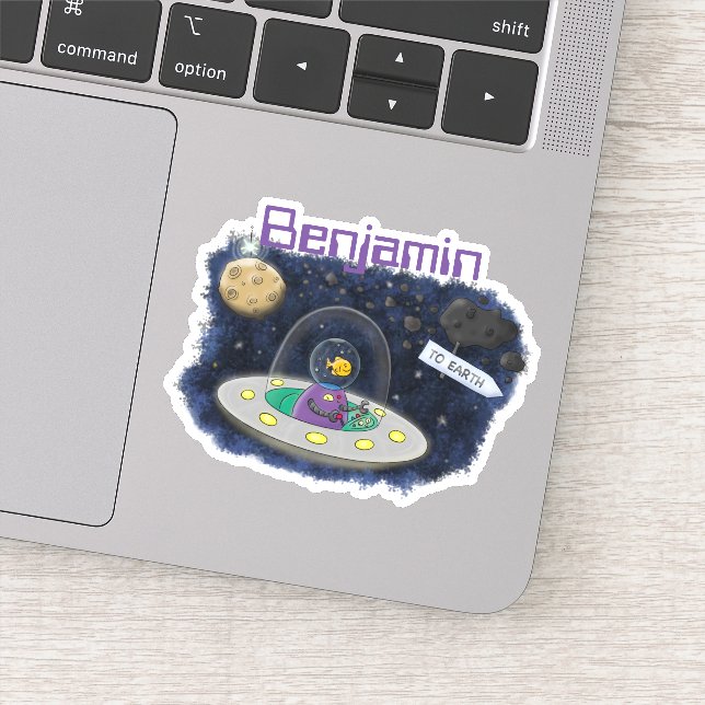 Pegatina Ilustracion de personalizado de barco espacial UFO (Detalle)