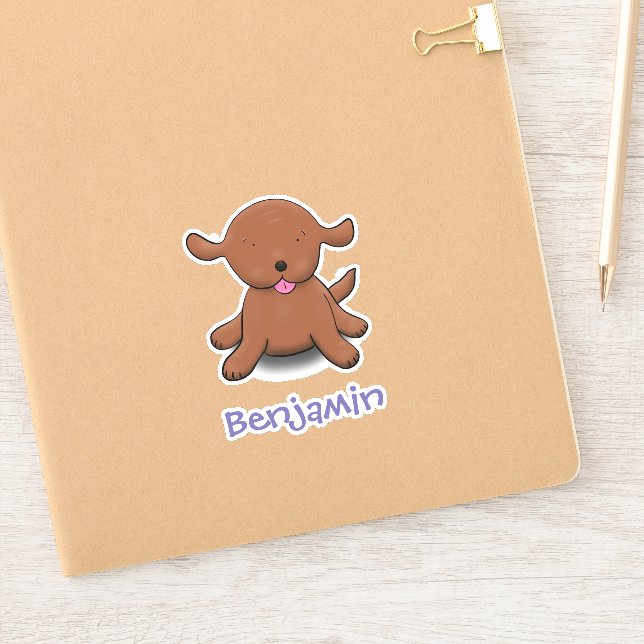 Pegatina Ilustracion de personalizado de cachorro moreno (Cuaderno)