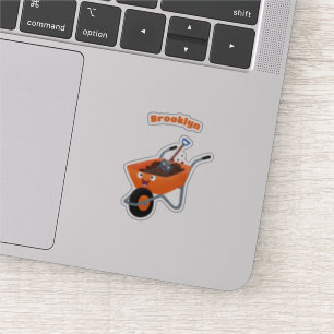 Pegatina Ilustracion de personalizado de carretilla naranja