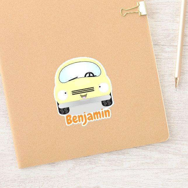 Pegatina Ilustracion de personalizado de coches amarillo Cu (Cuaderno)