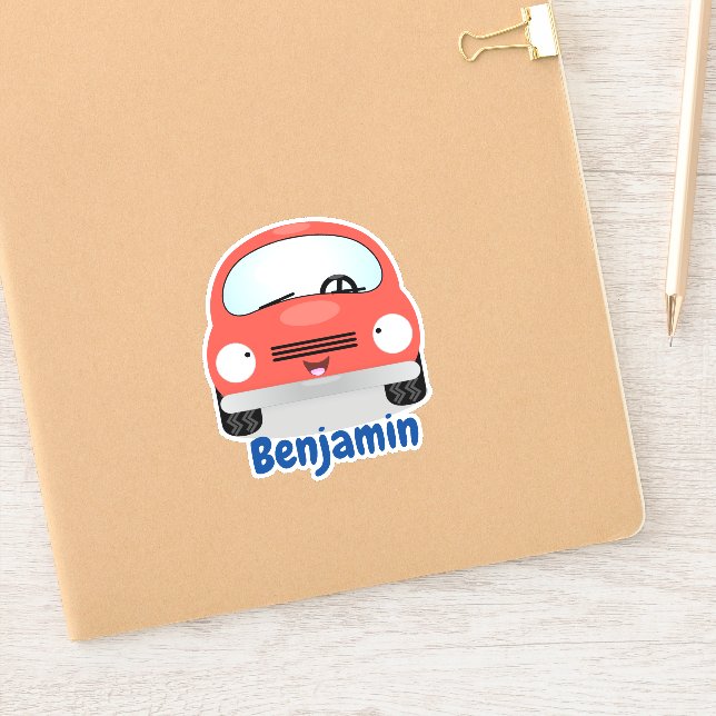 Pegatina Ilustracion de personalizado de coches rojos Cute  (Cuaderno)