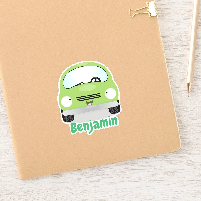 Pegatina Ilustracion de personalizado de coches verde Cute  (Cuaderno)