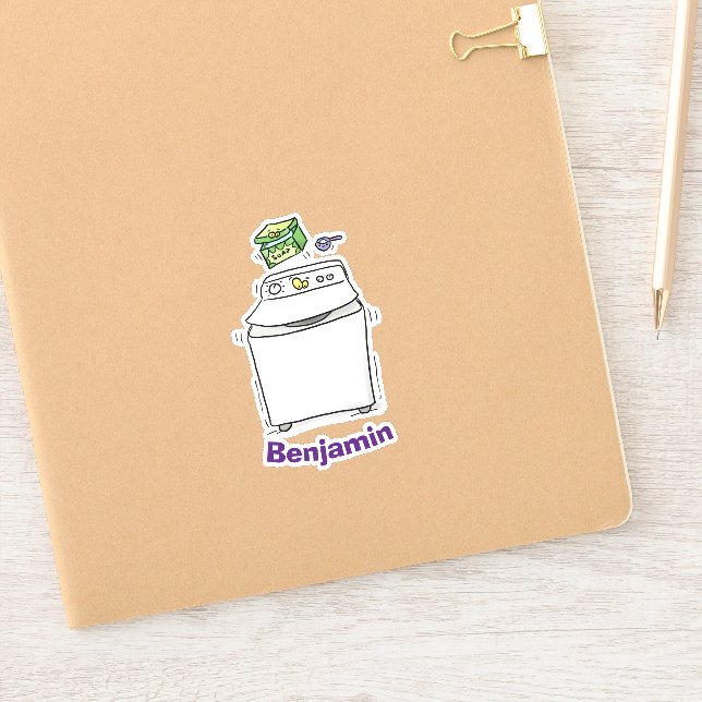 Pegatina Ilustracion de personalizado de lavadora graciosa (Cuaderno)
